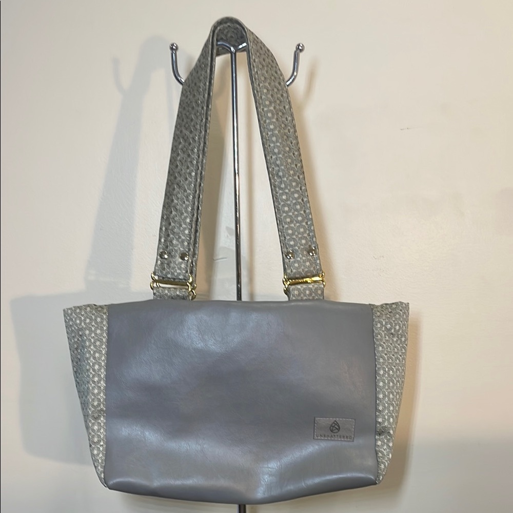 Chic Gray Mixed Media Shoulder Bag